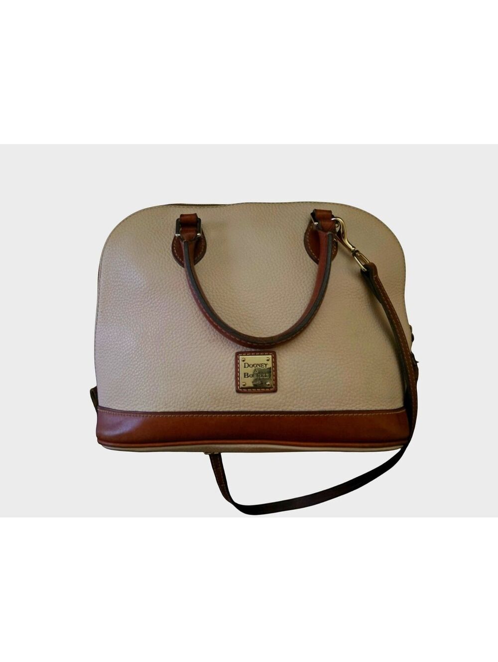 Dooney & Bourke Light Pink Pebbled Shoulder Bag Brown Trim Red Lining